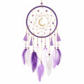 Acchiappasogni da parete 30 x 70 cm in tessuto viola con piume e luna decorativo