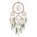 Acchiappasogni da parete 40 x 90 cm in legno filo e piume verde salvia beige - Decorazione sospesa boho