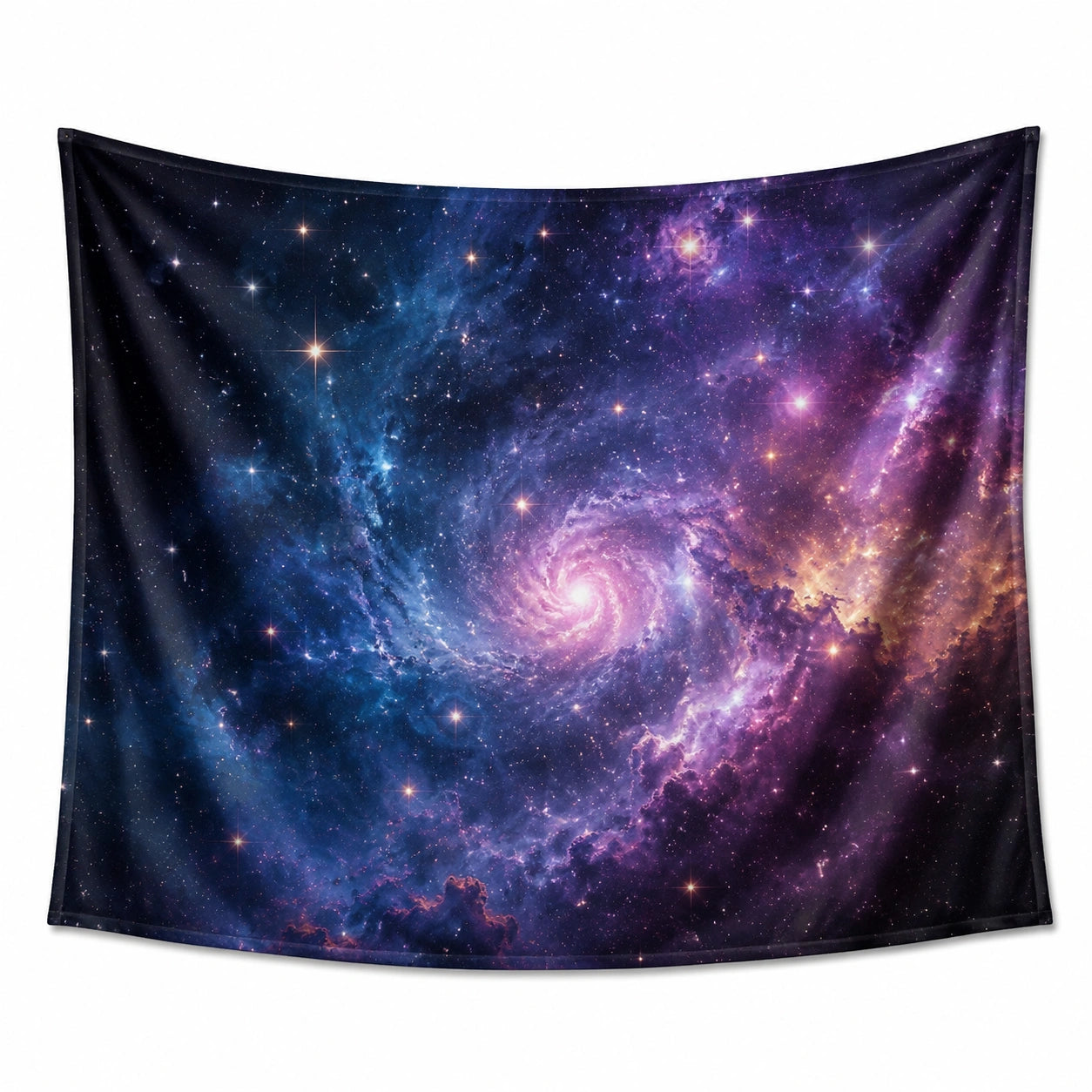 Arazzo da parete 150 x 130 cm in poliestere blu viola con stampa galassia decorativo