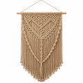 Arazzo da parete in cotone beige 50 x 85 cm con frange stile boho