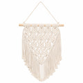 Arazzo da parete 50 x 75 cm in corda di cotone avorio con frange stile boho
