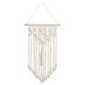Arazzo da parete 50 x 90 cm in cotone beige con frange stile boho