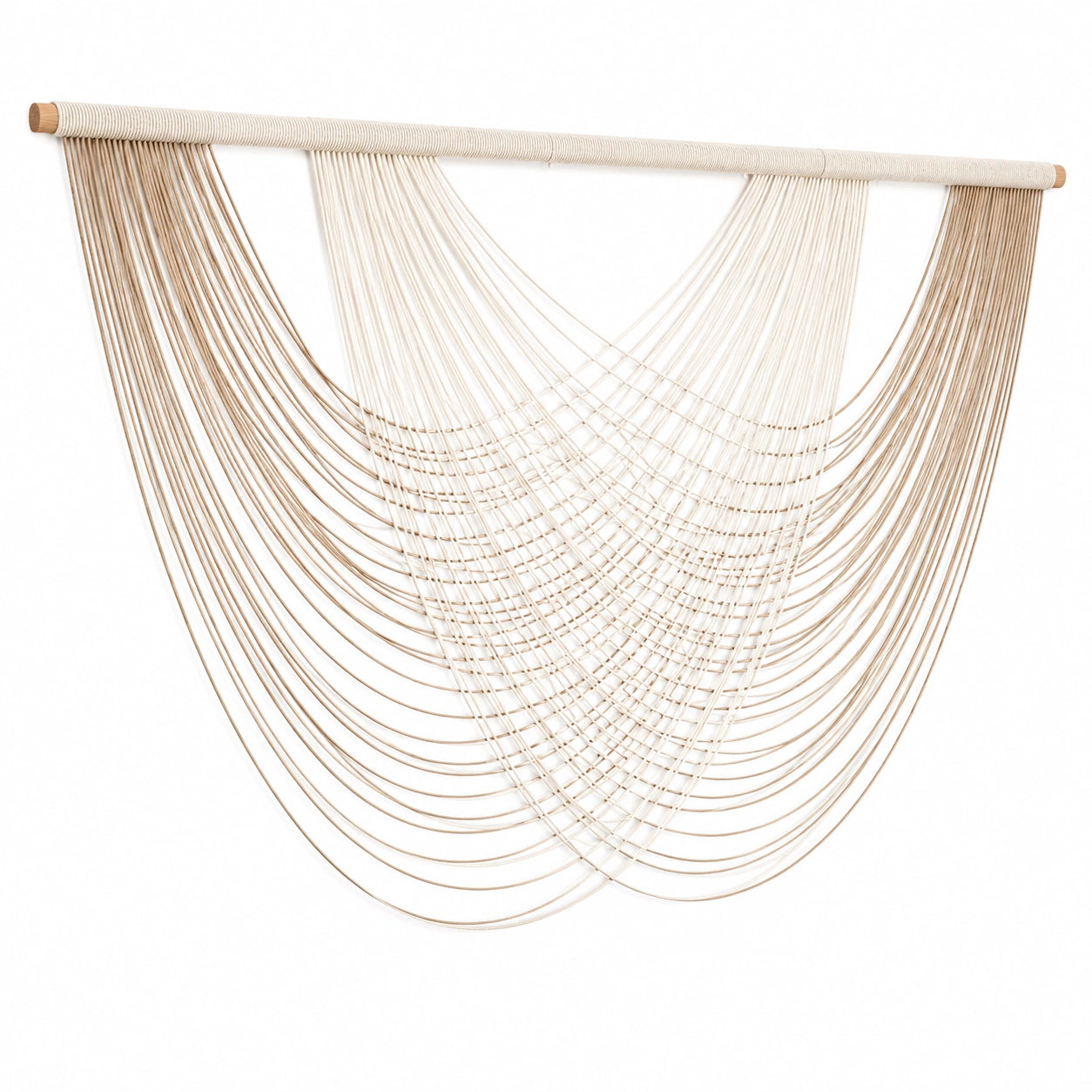 Arazzo da parete 100 x 110 cm in cotone e legno beige stile boho