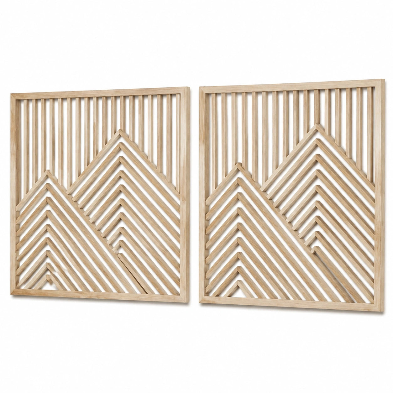 Set di pannelli decorativi da parete 50 x 70 cm in legno naturale stile geometrico