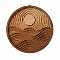Decorazione da parete rotonda 60 cm in legno marrone con sole e onde stile naturale