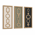 Set di 3 decorazioni murali 30 x 80 cm in legno beige verde nero stile geometrico