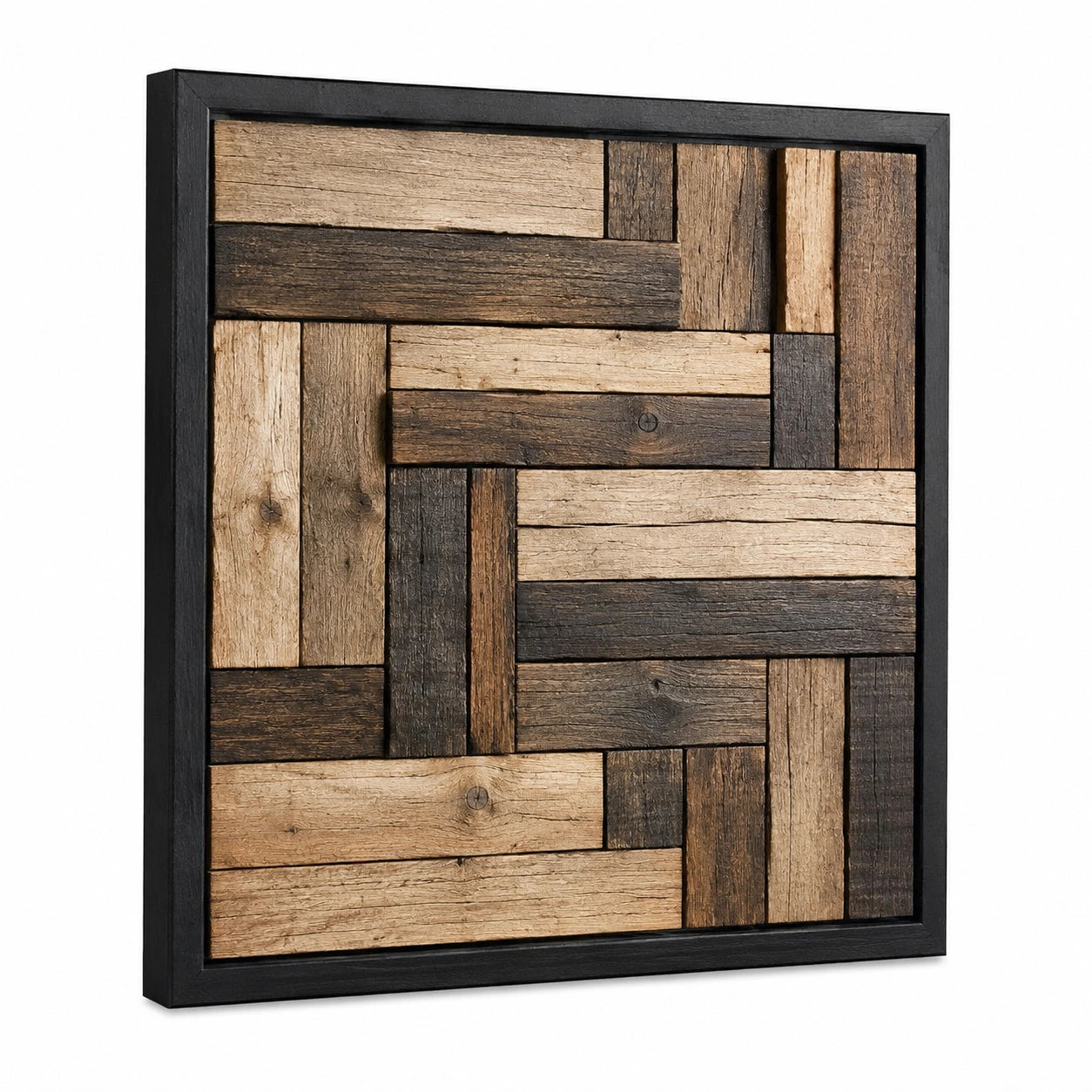 Quadro da parete 60 x 60 cm in legno marrone e nero stile rustico