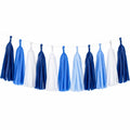 Ghirlanda decorativa con 11 nappine 300 x 35 cm in plastica blu bianco e azzurro - decorazione sospesa per feste