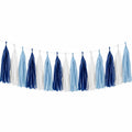 Ghirlanda decorativa 300 x 35 cm in carta velina blu bianco azzurro - decorazione per feste