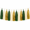 Ghirlanda decorativa con nappe 300 x 35 cm in carta verde crema oro per feste